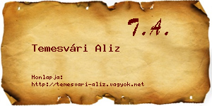 Temesvári Aliz névjegykártya